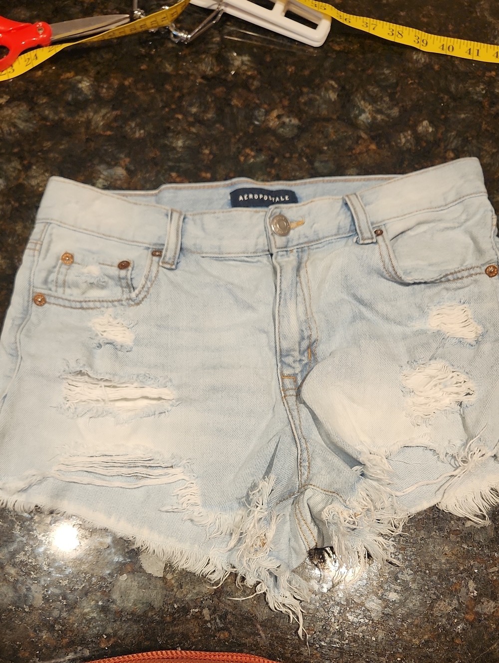 Aeropostale Light Wash Distressed Denim Jean Shorts